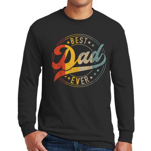 Best Dad Ever Vintage Colors Retro Fathers Day Birthday Men Long Sleeve T-Shirt - Father's Day Fun