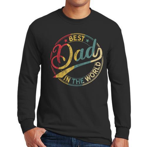 Best Dad In The World Father's Day Vintage Dad Men Long Sleeve T-Shirt - Father's Day Fun