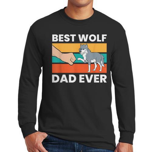 Best Wolf Dad Ever Men Long Sleeve T-Shirt - Father's Day Fun