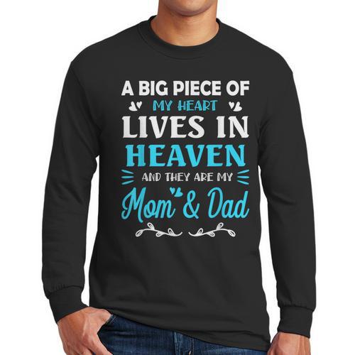 A Big Piece Of My Heart Lives In Heaven My Mom And Dad Men Long Sleeve T-Shirt - Father's Day Fun