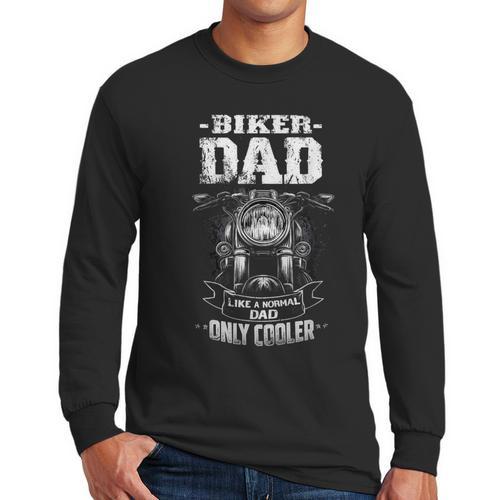 Biker Dad Like a Normal Dad Only Cooler Motorcyclist Men Long Sleeve T-Shirt - Father's Day Fun