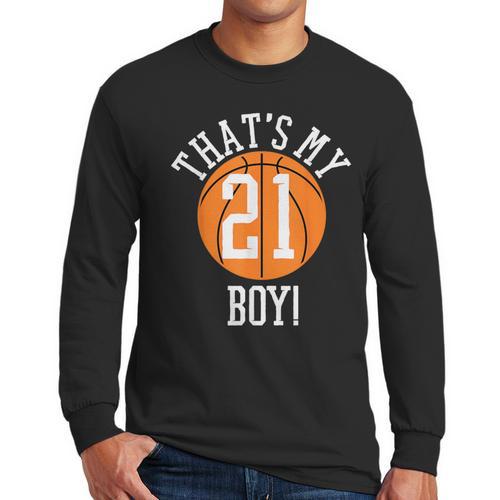 My Boy 21 Basketball Number 21 Jersey Basketball Mom Dad Men Long Sleeve T-Shirt - Father's Day Fun
