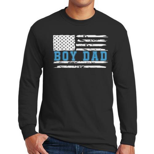 Boy Dad Proud Dad Of Boy Father Of Boy Shirt For Dad US Flag Men Long Sleeve T-Shirt - Father's Day Fun
