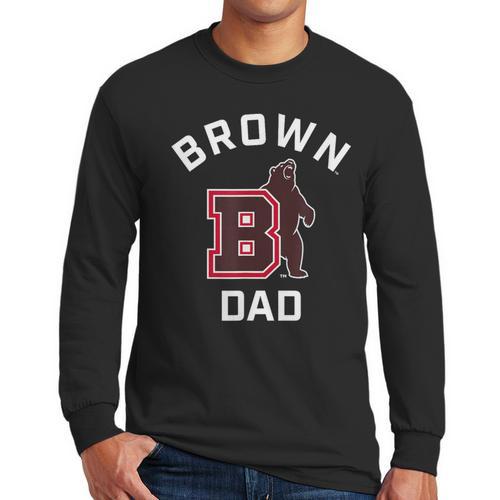 Brown University Bears Arched Dad Men Long Sleeve T-Shirt - Father's Day Fun