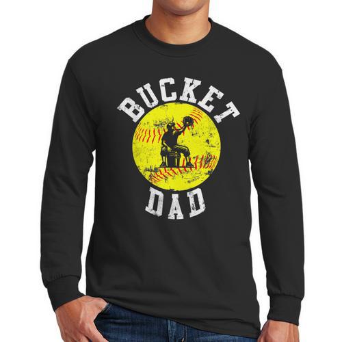 Bucket Dad Softball Dad Baseball Father's Coach Men Long Sleeve T-Shirt - Father's Day Fun
