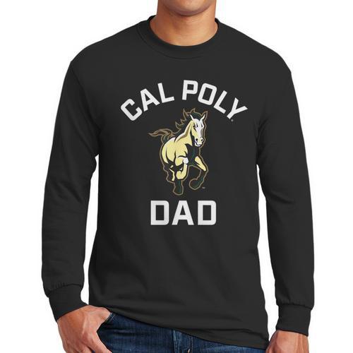 Cal Poly Mustangs Arched Dad Men Long Sleeve T-Shirt - Father's Day Fun