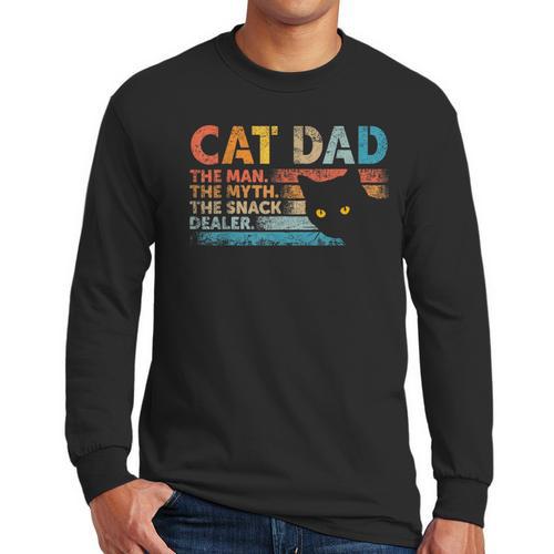 Cat Dad The Man The Myth Snack Dealer Fathers Day Men Long Sleeve T-Shirt - Father's Day Fun