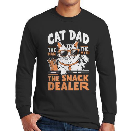 Cat Dad The Man The Myth The Snack Dealer Men Long Sleeve T-Shirt - Father's Day Fun