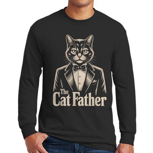 Cat Lover The CatFather Cat Dad Men Long Sleeve T-Shirt - Father's Day Fun
