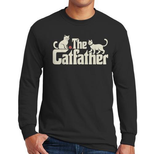 The Catfather Cat Dad Father's Day Cat Lover Men Long Sleeve T-Shirt - Father's Day Fun