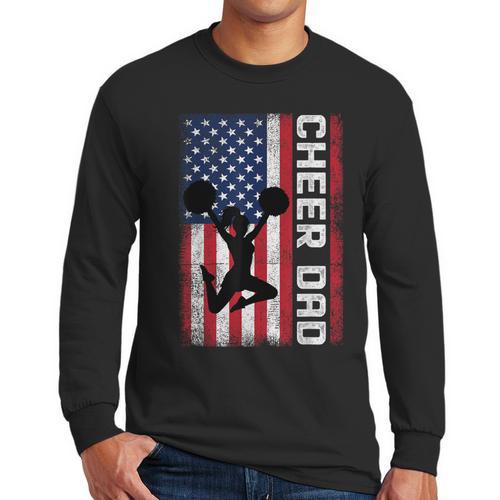 Cheer Dad American Flag Cheerleader Support Men Long Sleeve T-Shirt - Father's Day Fun