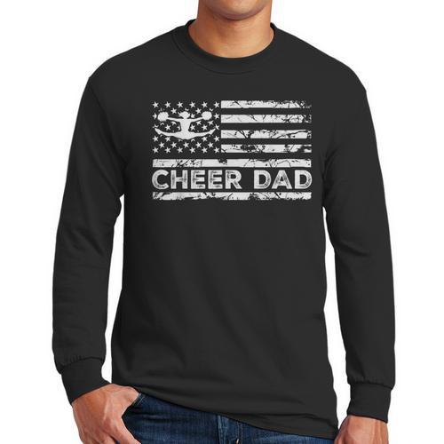 Cheer Dad Cheerleading American Flag Proud Cheer Father Men Long Sleeve T-Shirt - Father's Day Fun
