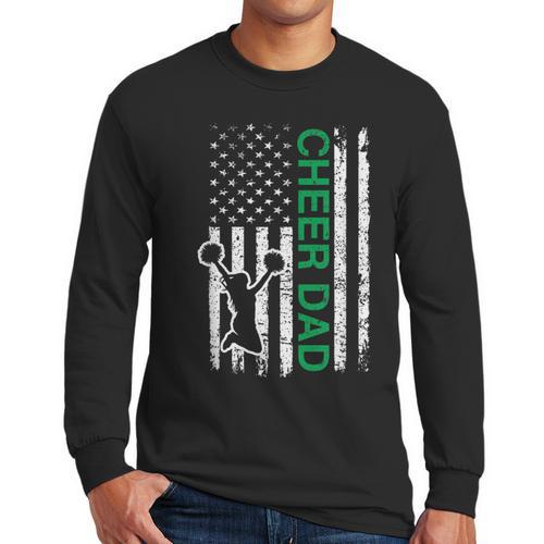 Cheer Dad Flag Green Cheerleading Men Long Sleeve T-Shirt - Father's Day Fun