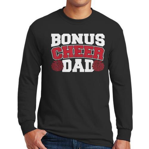 Cheer Stepdad Bonus Cheer Dad Red Men Long Sleeve T-Shirt - Father's Day Fun