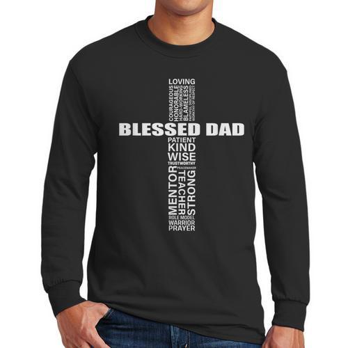 Christian Blessed Dad Cross Father's Day Best Dad Men Long Sleeve T-Shirt - Father's Day Fun