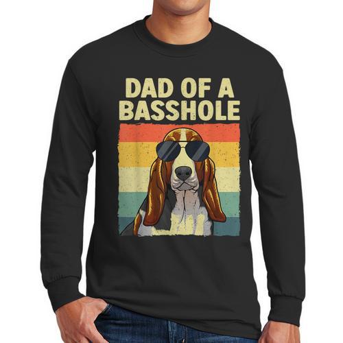 Cool Basset Hound For Men Dad Dog Basset Hound Lovers Men Long Sleeve T-Shirt - Father's Day Fun