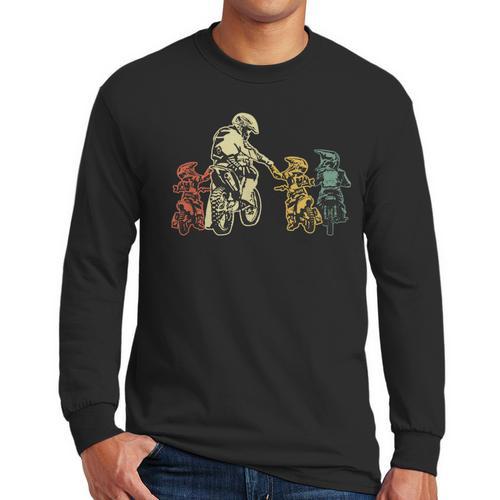 Cool Motocross Dirt Bike Biker Dad & Sons Father's Day Men Long Sleeve T-Shirt - Father's Day Fun