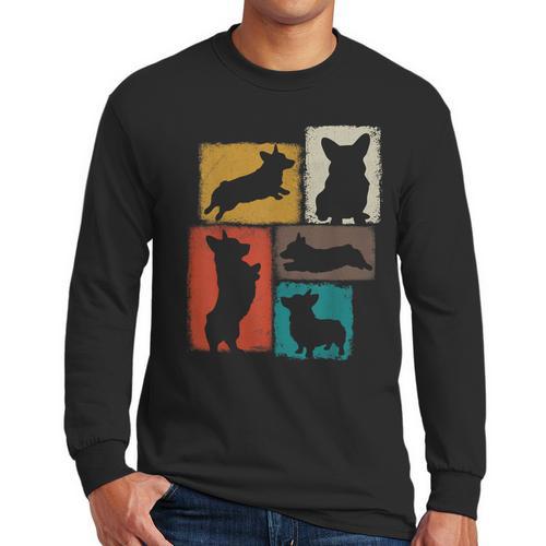 Corgi Dad Mom Vintage Collage Dog Owner Men Long Sleeve T-Shirt - Father's Day Fun