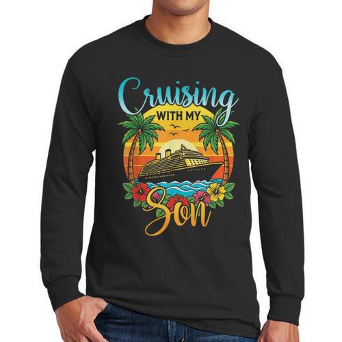 Cruising With My Son Mom Dad Cruise Vacation Matching Men Long Sleeve T-Shirt - Father's Day Fun