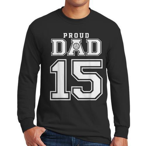 Custom Proud Volleyball Dad Number 15 Personalized For Men Men Long Sleeve T-Shirt - Father's Day Fun