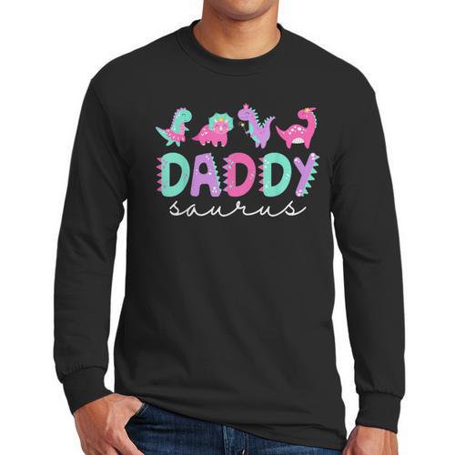 Cute Daddy Saurus Dad Dinosaur Birthday Boy Girl Family Men Long Sleeve T-Shirt - Father's Day Fun