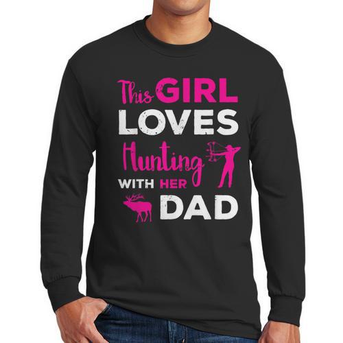 Cute Girls Hunting Dad Daughter Hunting Buddy Hunter Men Long Sleeve T-Shirt - Father's Day Fun