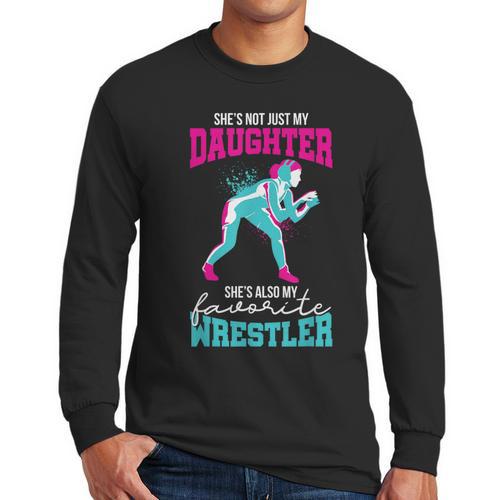 Cute Wrestling Daughter Favorite Wrestler Dad Mom Men Long Sleeve T-Shirt - Father's Day Fun