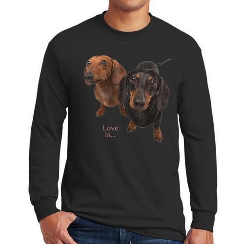 Dachshund Shirt Doxie Mom Dad Love Wiener Dog Puppy Cute Tee Men Long Sleeve T-Shirt - Father's Day Fun