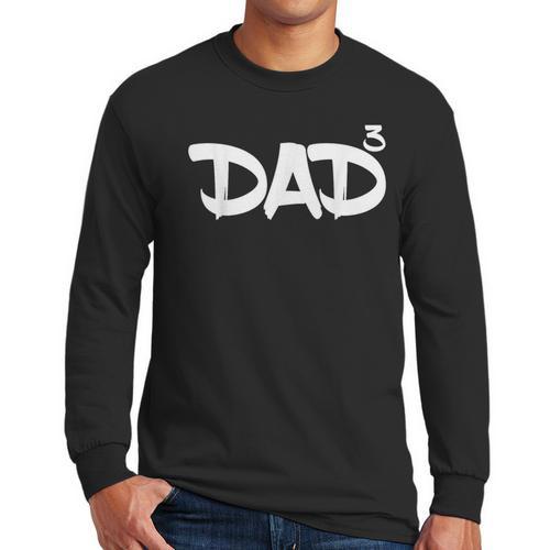Dad 3 Kids 3rd Pregnancy Announcement Third Baby Tshirt Men Long Sleeve T-Shirt - Father's Day Fun