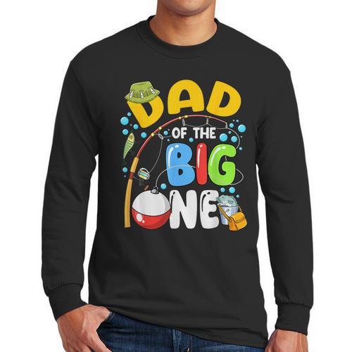 Dad Of The Big One Fishing Birthday Boy Family Party Men Long Sleeve T-Shirt - Father's Day Fun