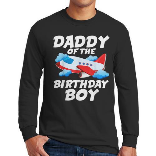 Dad Of The Birthday Boy Airplane Men Long Sleeve T-Shirt - Father's Day Fun