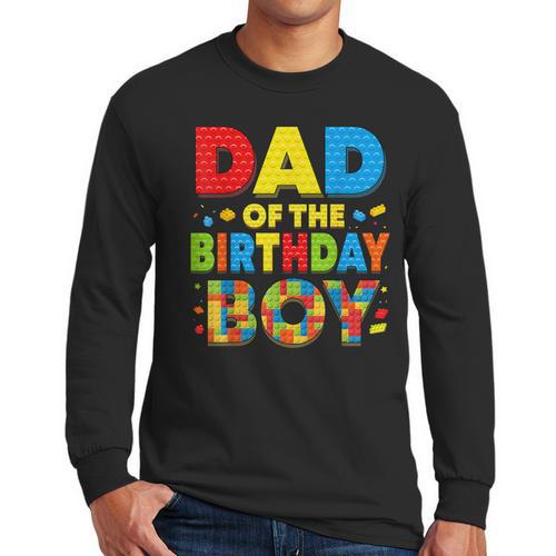Dad Of The Birthday Boy Building Block Birthday Men Long Sleeve T-Shirt - Father's Day Fun
