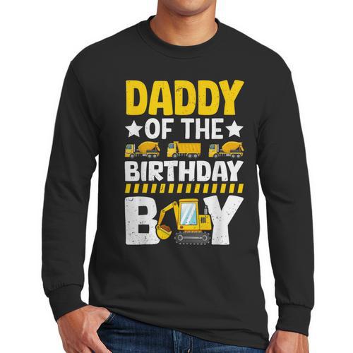 Dad Of The Birthday Boy Construction Theme Party Matching Men Long Sleeve T-Shirt - Father's Day Fun