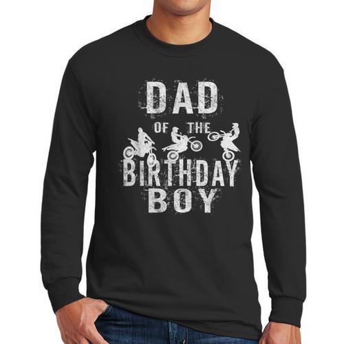 Dad Of The Birthday Boy Dirt Bike B-Day Party Men Long Sleeve T-Shirt - Father's Day Fun