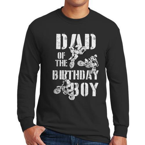 Dad Of The Birthday Boy Dirt Bike Men Long Sleeve T-Shirt - Father's Day Fun