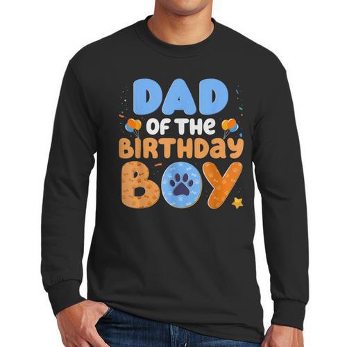Dad Of The Birthday Boy Dog Lover Family Matching Men Long Sleeve T-Shirt - Father's Day Fun