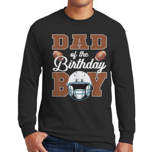Dad Of The Birthday Boy Football Party Family Matching Men Long Sleeve T-Shirt - Father's Day Fun