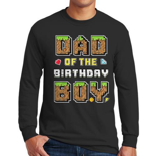 Dad Of The Birthday Boy Gamer Pixel Birthday Party Matching Men Long Sleeve T-Shirt - Father's Day Fun