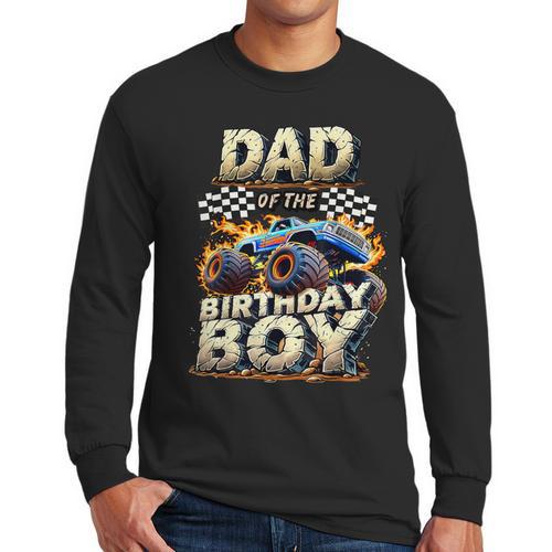 Dad Of The Birthday Boy Monster Truck Family Matching Party Men Long Sleeve T-Shirt - Father's Day Fun