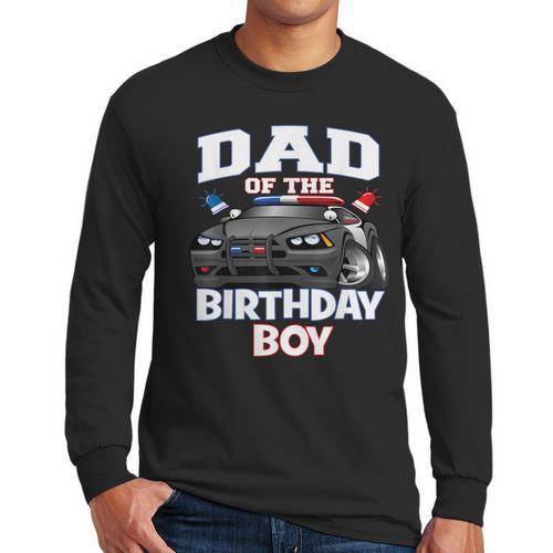 Dad Of The Birthday Boy Policeman Officer Party Men Long Sleeve T-Shirt - Father's Day Fun