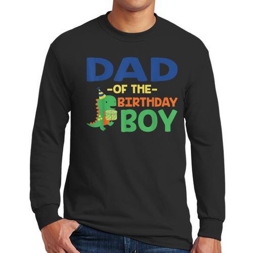 Dad Of The Birthday For Boy Saurus Rex Dinosaur Party Men Long Sleeve T-Shirt - Father's Day Fun