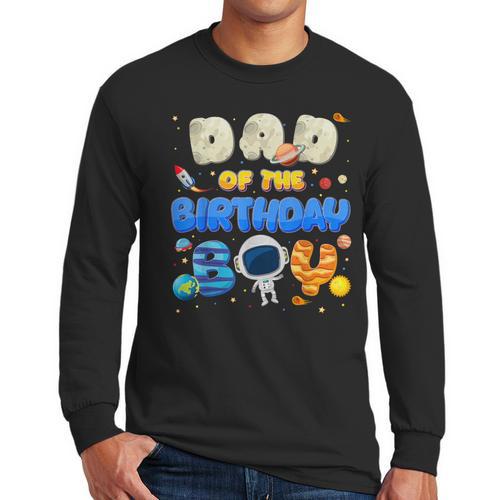 Dad Of The Birthday Boy Two The Moon Space Family Matching Men Long Sleeve T-Shirt - Father's Day Fun
