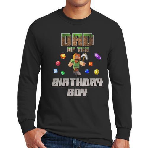 Dad Of The Birthday Boy Video Gamer Pixel Number Men Long Sleeve T-Shirt - Father's Day Fun