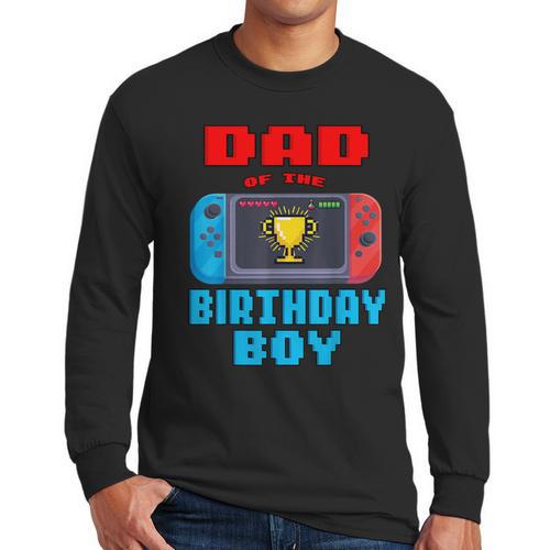 Dad Of The Birthday Boy Video Games Theme Bday Matching Men Long Sleeve T-Shirt - Father's Day Fun