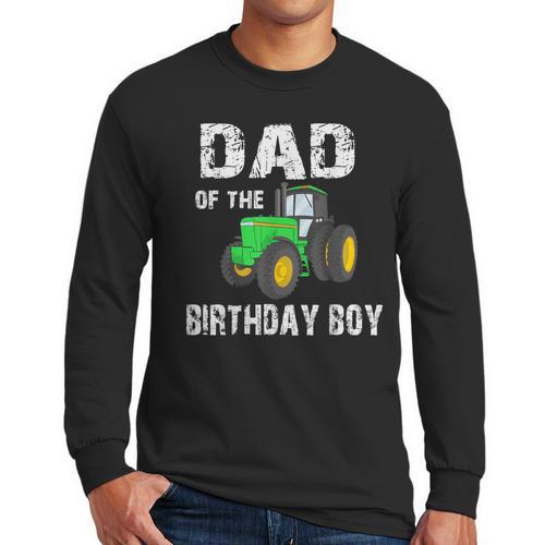 Dad Of The Birthday Boy Vintage Farm Tractor Party Family Men Long Sleeve T-Shirt - Father's Day Fun