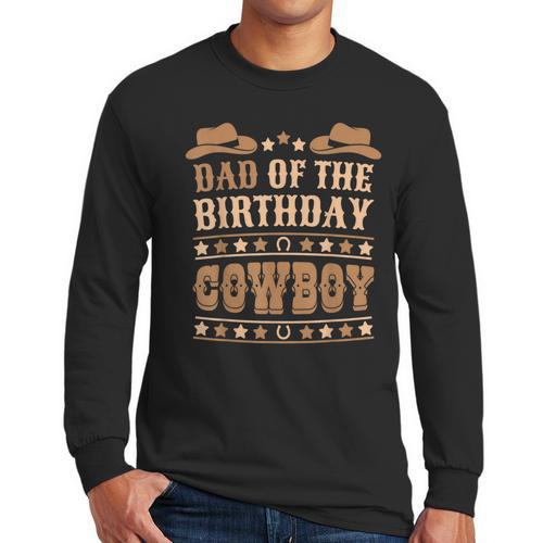 Dad Of The Birthday Cowboy Cute Western Bday Boy Birthday Men Long Sleeve T-Shirt - Father's Day Fun