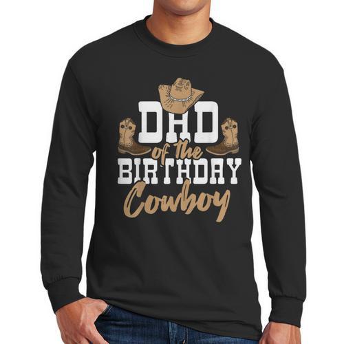 Dad Of The Birthday Cowboy Themed Birthday Boy Rodeo Cowboy Men Long Sleeve T-Shirt - Father's Day Fun