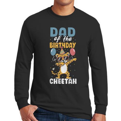 Dad Of The Birthday Girl Boy Cheetah Men Long Sleeve T-Shirt - Father's Day Fun