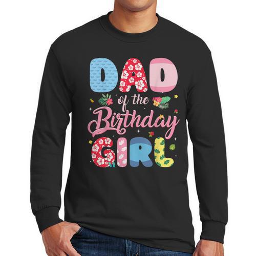 Dad Of The Birthday Girl Family Summer Beach Birthday Party Men Long Sleeve T-Shirt - Father's Day Fun