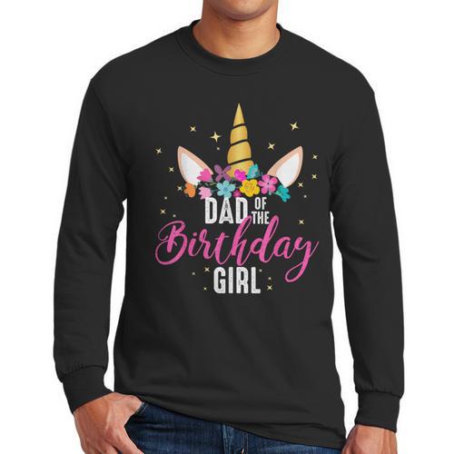 Dad Of The Birthday Girl Father Unicorn Birthday Small Men Long Sleeve T-Shirt - Father's Day Fun